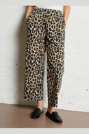Bellepiece Pantalon large léopard taille haute