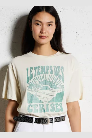 Le Temps des Cerises Tee-shirt droit col rond sérigraphié en coton