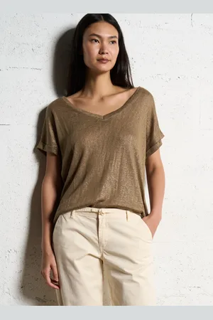 Le Temps des Cerises Tee-shirt droit Col V irisé