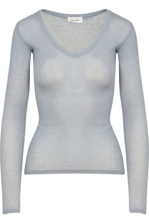 American Vintage Tee-shirt Col V ajusté en coton