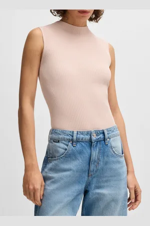 HUGO BOSS Tee-shirt côtelé sans manches à bords-côtes
