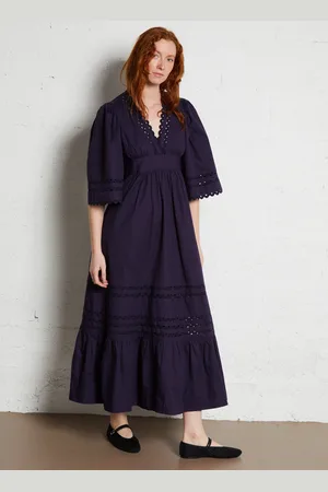 Antik Batik Robe longue à dentelle en coton
