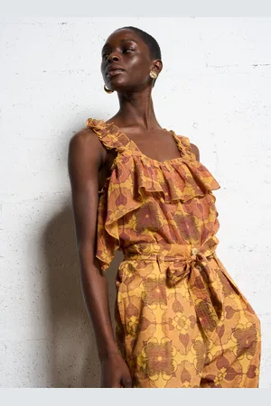 Antik Batik Top col carré en coton