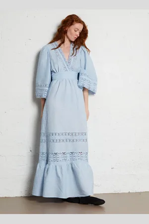 Antik Batik Robe longue à dentelle en coton