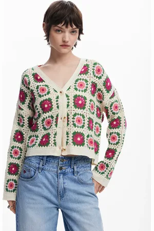 Desigual Gilet court aspect crochet