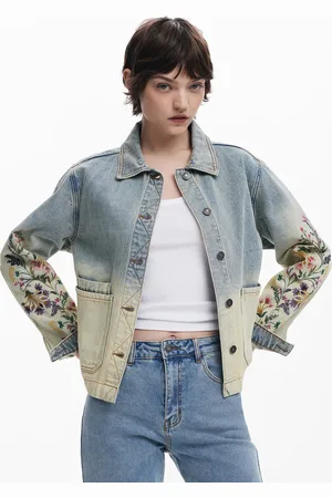 Desigual Veste en jean dégradée à broderies