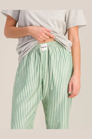 Angarde Pantalon pyjama femme tencel, rayures menthe