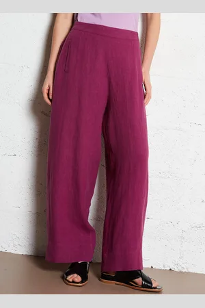 BELLA JONES Pantalon large taille haute en lin