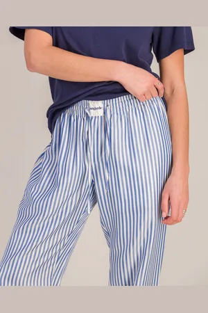 Angarde Pantalon pyjama femme tencel, rayures océan