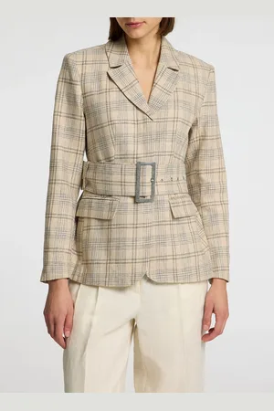 SELECTED Veste tailleur en lin mélangé à carreaux