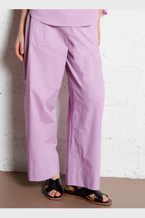 BELLA JONES Pantalon large taille haute en coton