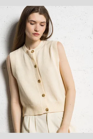 BELLA JONES Gilet droit col rond en coton mélangé