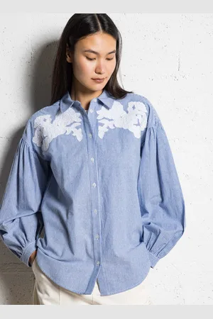 Berenice Chemise droite rayée à broderies
