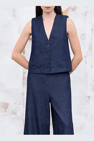 HUMILITY Gilet droit Col V en coton