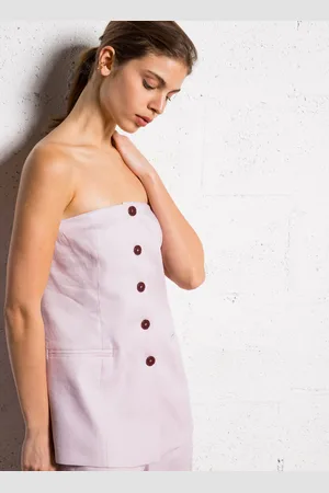 Attic and Barn Top bandeau boutonné en lin mélangé