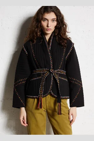 Bash Veste matelassée ceinturée à broderies