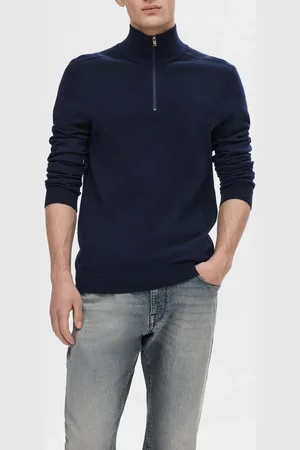 SELECTED Pull col montant zippé en coton