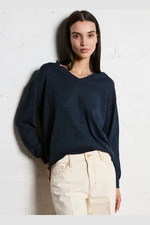 BELLA JONES Pull oversize Col V en coton mélangé