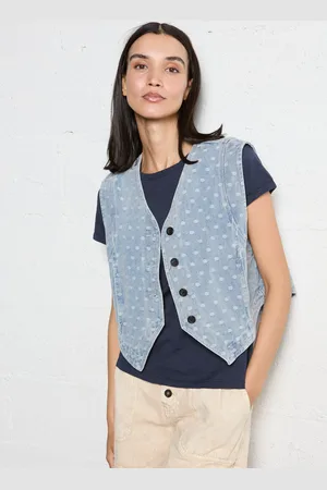 See u soon Gilet boutonné en jean à motifs