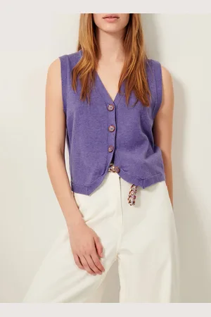 Sessun Gilet droit Col V en coton