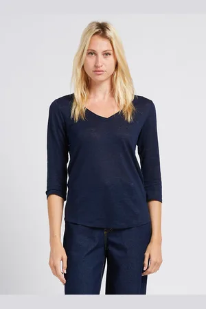 Sud Express Tee-shirt Col V chiné en lin