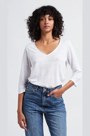 Sud Express Tee-shirt Col V chiné en lin