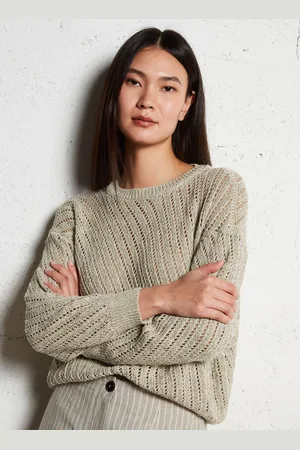 Pomandere Pull ajouré en coton et lin mélangés