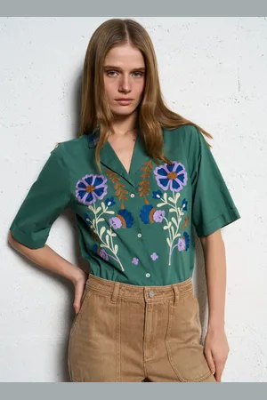 Louise Misha Chemise courte brodée à manches courtes