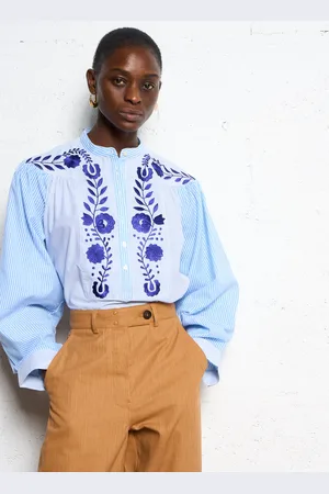 Antik Batik Blouse rayée à broderies en coton