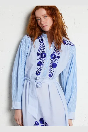 Antik Batik Robe longue rayée en coton