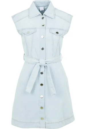 Pinko Robe courte col classique en denim de coton délavé