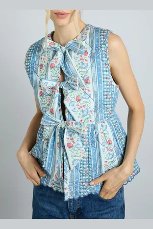 Damson Madder Gilet imprimé sans manches à nœuds