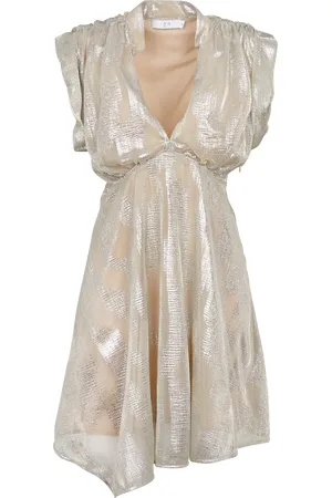 IRO Robe courte Col V jacquard métallisé