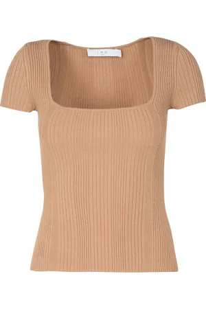 IRO Tee shirt col carré côtelé