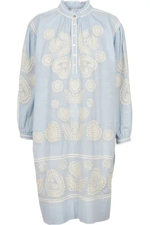Antik Batik Robe courte col rond en coton