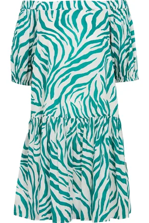 Max Mara Robe courte col bardot imprimée en coton