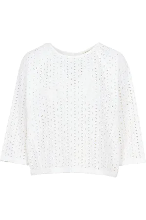Bellerose Top droit col rond en coton brodé