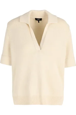 THEORY Top col chemise en coton mélangé