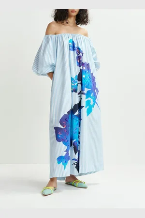 Essentiel Antwerp Robe longue imprimée épaules dénudées