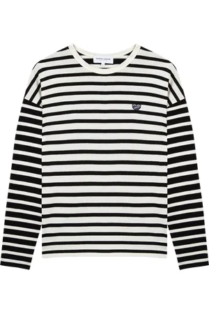 Maison Labiche Pull col rond ample en coton bio rayé