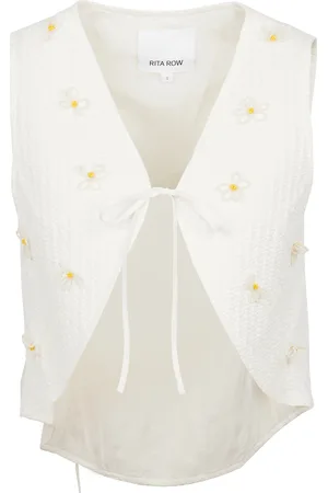 RITA ROW Gilet droit Col V en coton mélangé