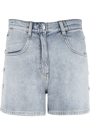 IRO Short droit taille haute avec studs en denim coton