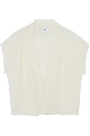 KUJTEN Gilet ouvert à franges en cachemire maillé
