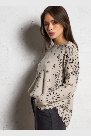 KUJTEN Pull droit col bateau motif bandana en cachemire