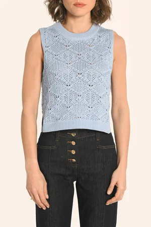Kookai Pull sans manches en maille ajourée