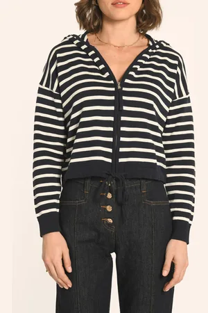 Kookai Gilet à capuche rayé en coton
