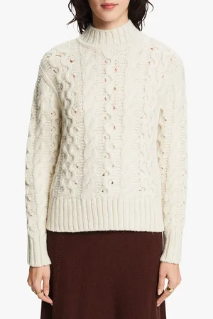 ESPRIT Pull col montant droit en maille ajourée