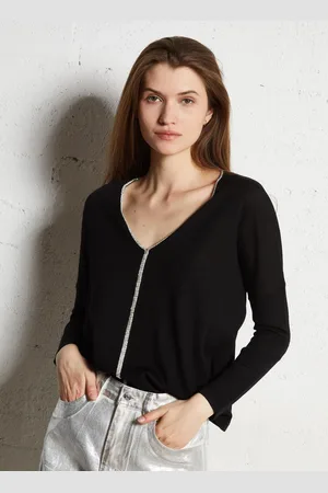 Berenice Pull Col V à détails strass en laine