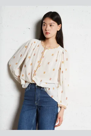 Bash Blouse col rond brodée en coton