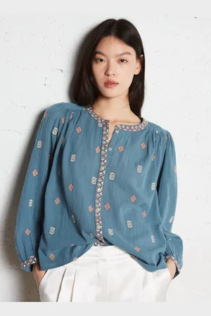 Bash Blouse col rond brodée en coton